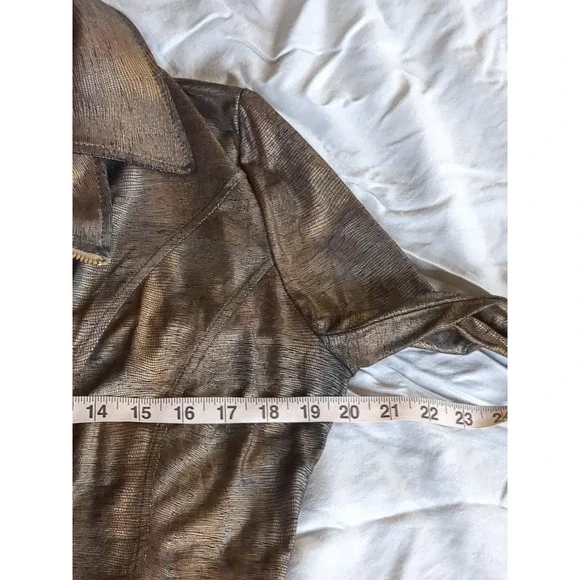 Clara Sun Woo Liquid Leather Jacket Full Zip Sz Large Brown Black - Picture 8 of 13